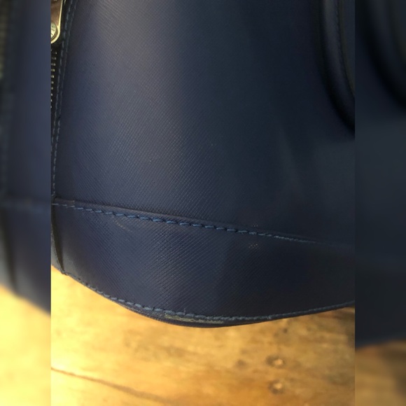Pulcati Blue Structured Saffiano Leather Satchel